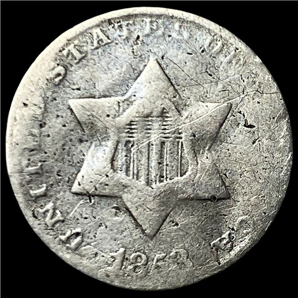 1853 Silver Three-Cent Piece NICELY  CIRCULATED