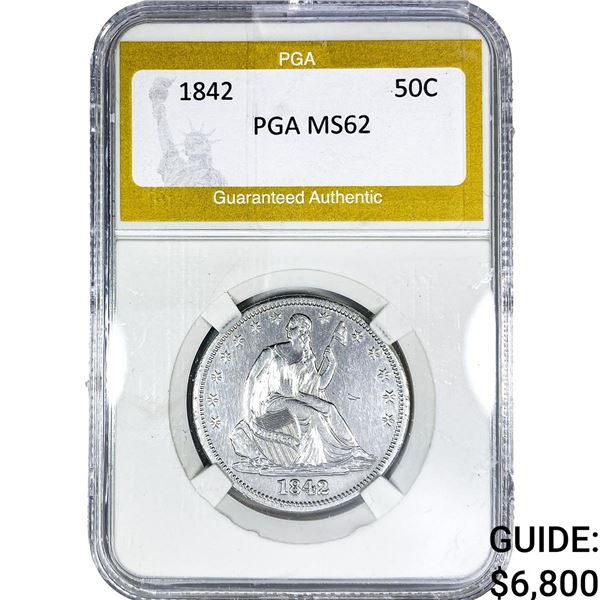 1842 Seated Liberty Half Dollar PGA MS62