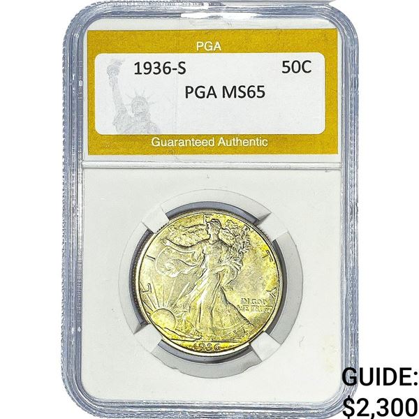 1936-S Walking Liberty Half Dollar PGA MS65