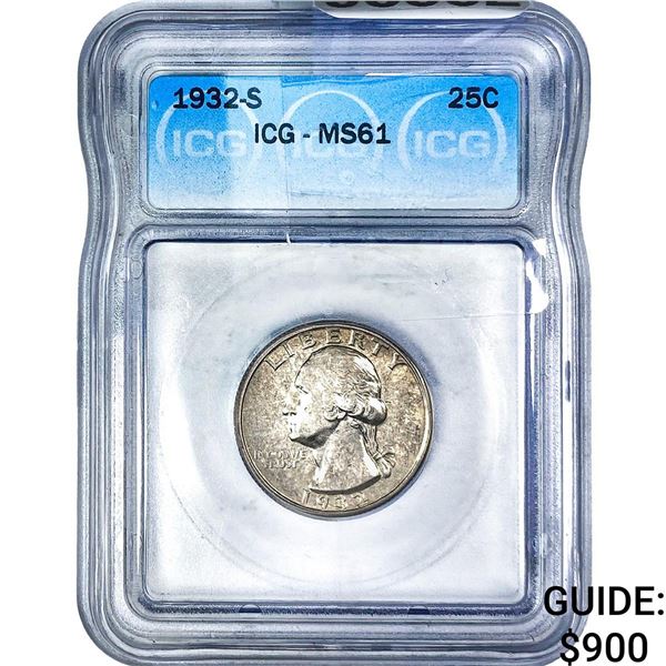 1932-S Washington Silver Quarter ICG MS61