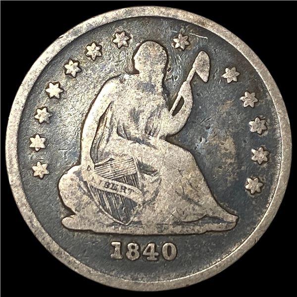 1840-O Silver Seated Liberty Quarter LIGHTLY CIRCULATED