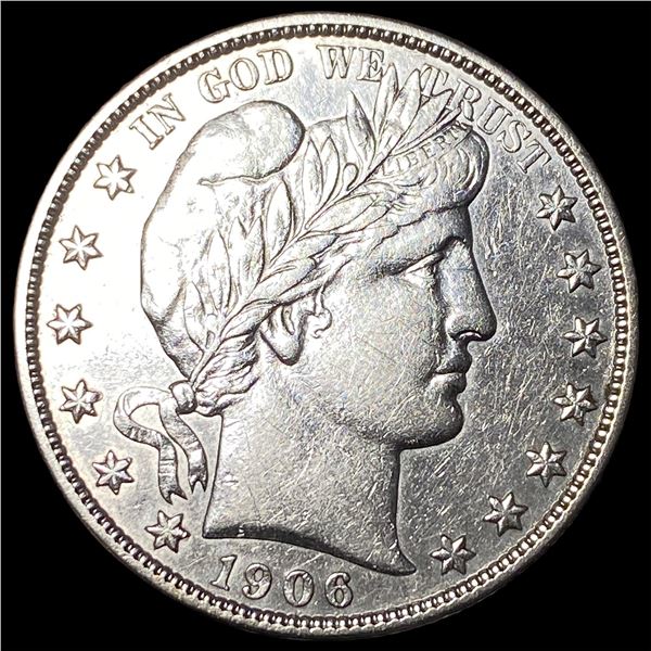 1906-S Silver Half Dollar Barber CLOSELY UNCIRCULATED
