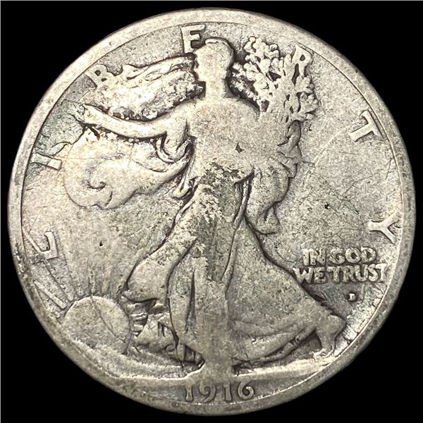 1916-D Silver Walking Liberty Half Dollar NICELY CIRCULATED