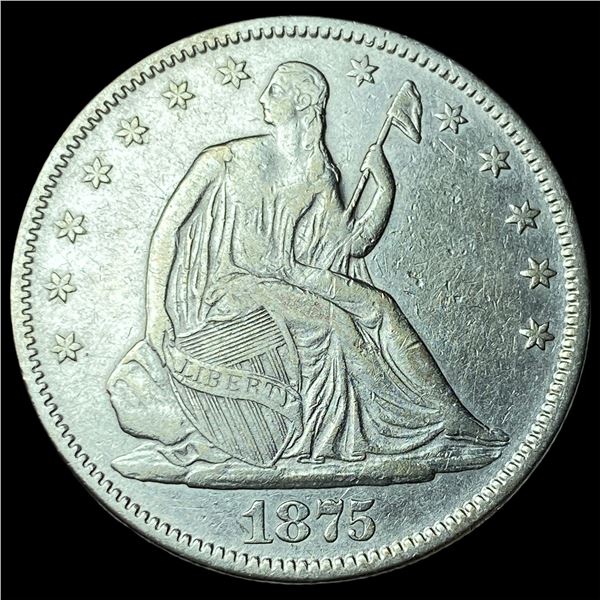 1875 Seated Liberty Half Dollar NEARLY  UNCIRCULATED