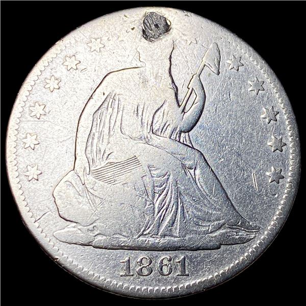 1861 Silver Seated Liberty Half Dollar HIGH  GRADE