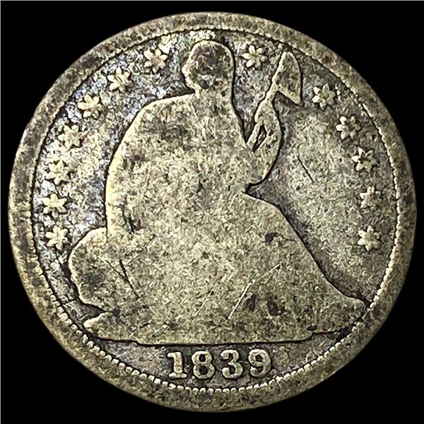 1839 Silver Seated Liberty Half Dime NICELY  CIRCULATED