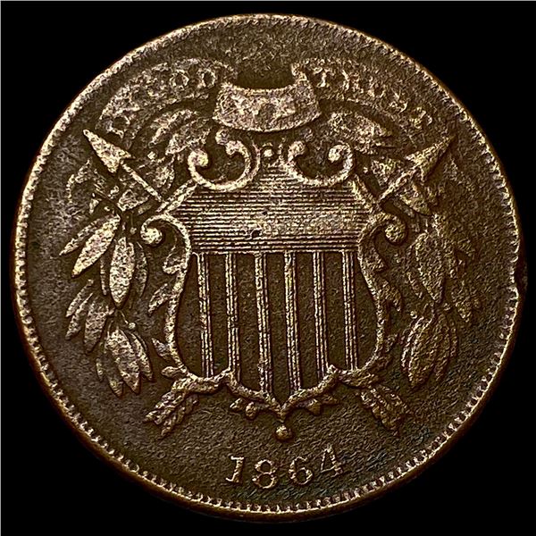 1864 small mottoTwo-Cent Piece NEARLY UNCIRCULATED