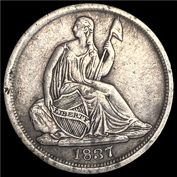 1837 Silver Seated Liberty Half Dime No Stars  NEARLY UNCIRCULATED