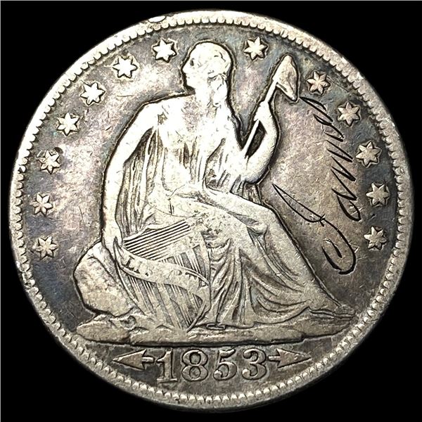 1853 Arrows/Rays Seated Liberty Half Dollar  HIGH GRADE