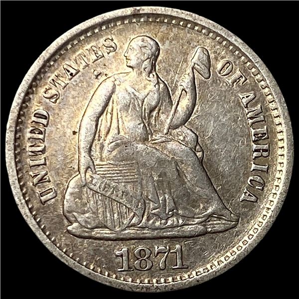 1871-S Silver Seated Liberty Half Dime NEARLY  UNCIRCULATED