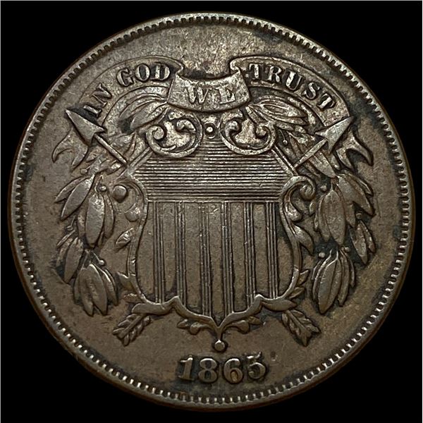 1865 Copper Two-Cent Piece ABOUT UNCIRCULATED