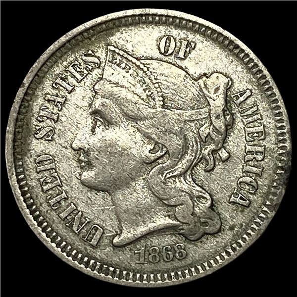 1868 Nickel Three-Cent Piece ABOUT UNCIRCULATED