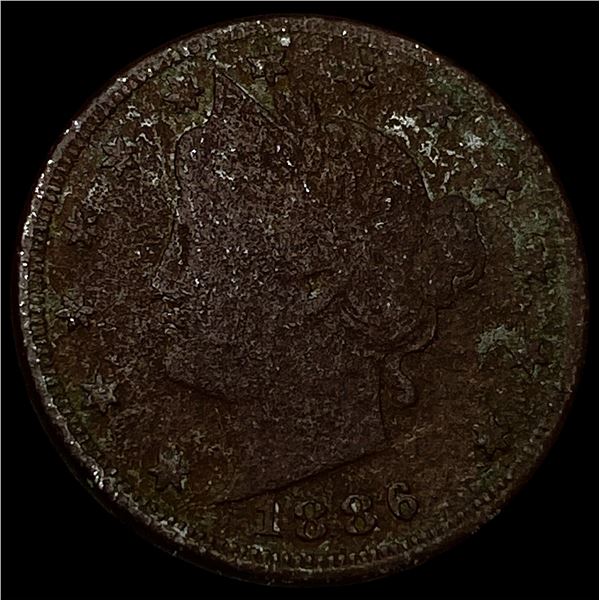 1886 Liberty Head Nickel (No Cents) LIGHTLY CIRCULATED