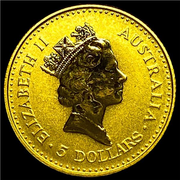 1990 Gold 1/20 oz Australian Nugget $5 CHOICE PROOF