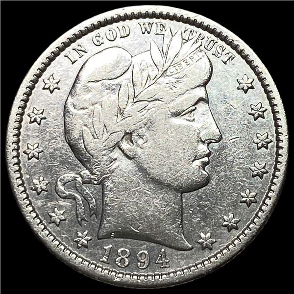 1894-S Silver Barber Quarter CLOSELY UNCIRCULATED