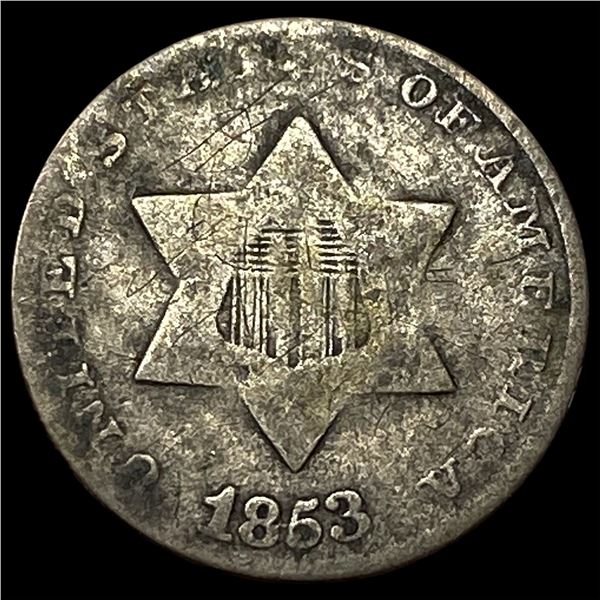1853 Silver Three-Cent Piece NEARLY UNCIRCULATED
