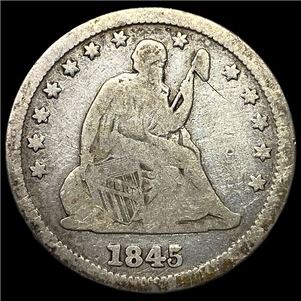 1845 Silver Seated Liberty Quarter LIGHTLY CIRCULATED