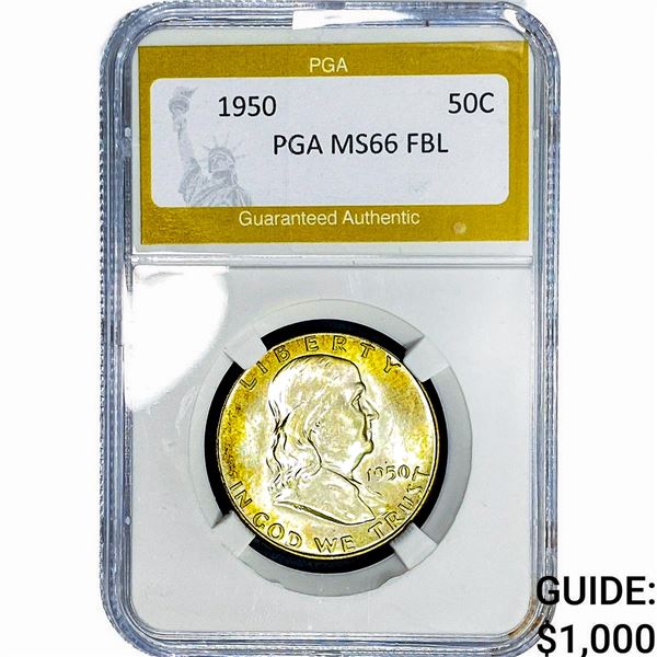 1950 Franklin Half Dollar PGA MS66 FBL
