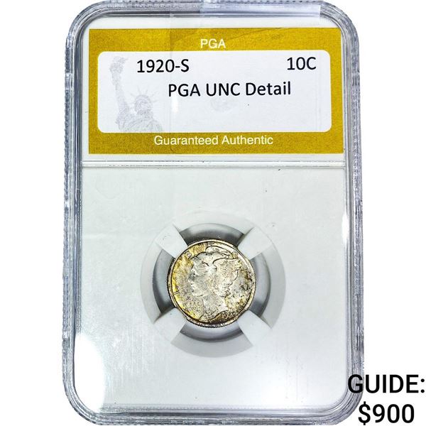 1920-S Mercury Silver Dime PGA UNC Detail