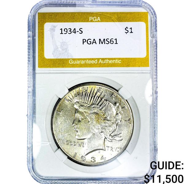 1934-S Silver Peace Dollar PGA MS61