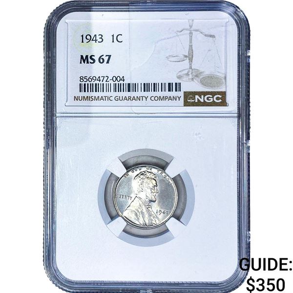 1943 Wheat Cent NGC MS67