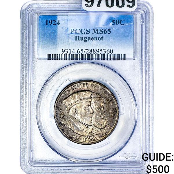 1924 Huguenot Half Dollar PCGS MS65