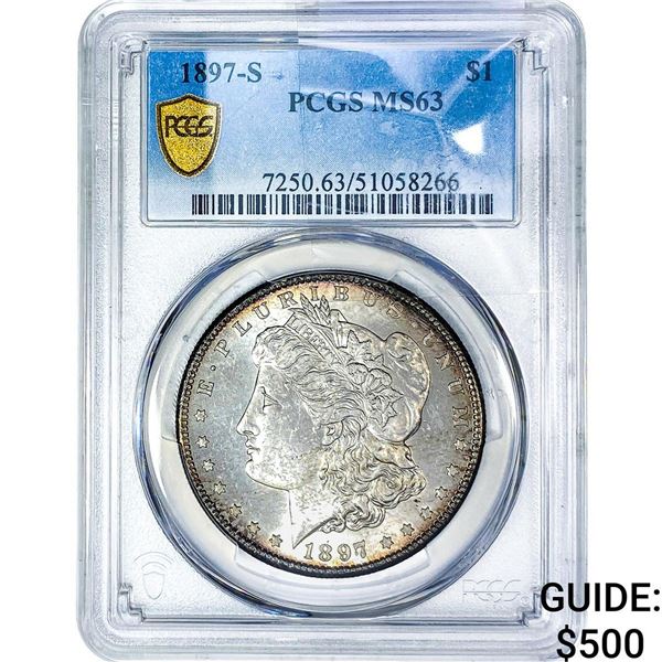 1897-S Morgan Silver Dollar PCGS MS63