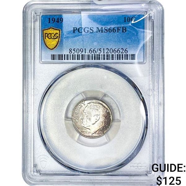 1949 Roosevelt Dime PCGS MS66 FB