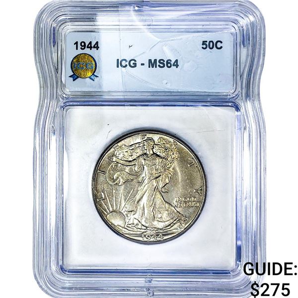 1944 Walking Liberty Half Dollar ICG MS64