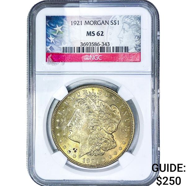 1921 Morgan Silver Dollar NGC MS62