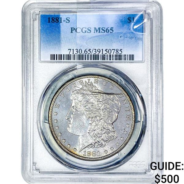 1881-S Morgan Silver Dollar PCGS MS65