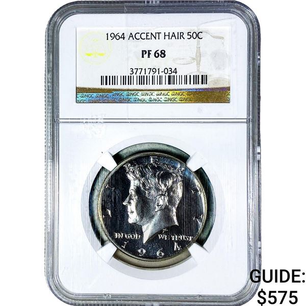 1964 Kennedy Half Dollar NGC PF68 Accent Hair