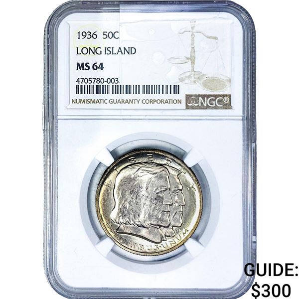 1936 Long Island Half Dollar NGC MS64