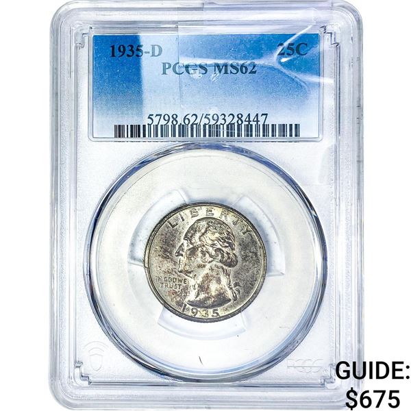 1935-D Washington Silver Quarter PCGS MS62