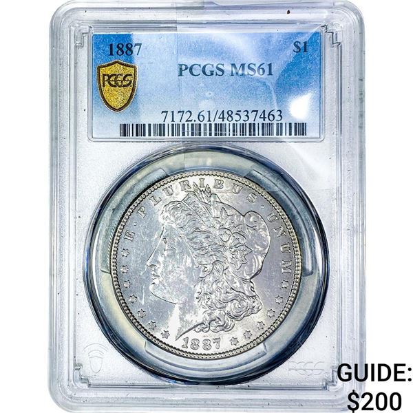1887 Morgan Silver Dollar PCGS MS61