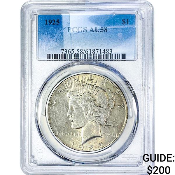1925 Silver Peace Dollar PCGS AU58