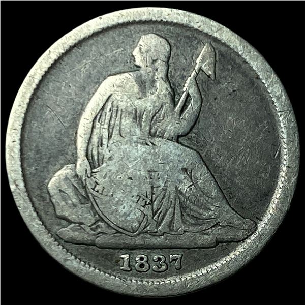 1837 Seated Liberty Dime (No Stars) LIGHTLY  CIRCULATED