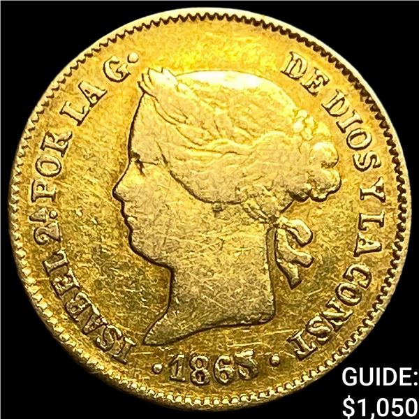 1863 Philippines Gold 1 Peso .0476 AGW