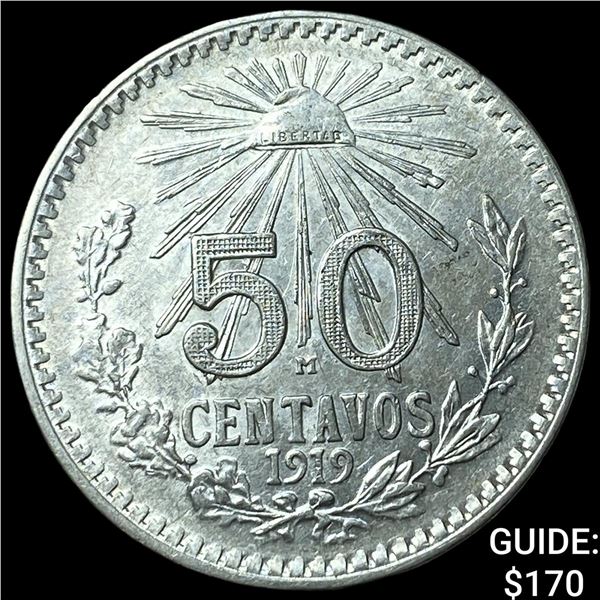 1919 Mexico Silver 50 Centavos
