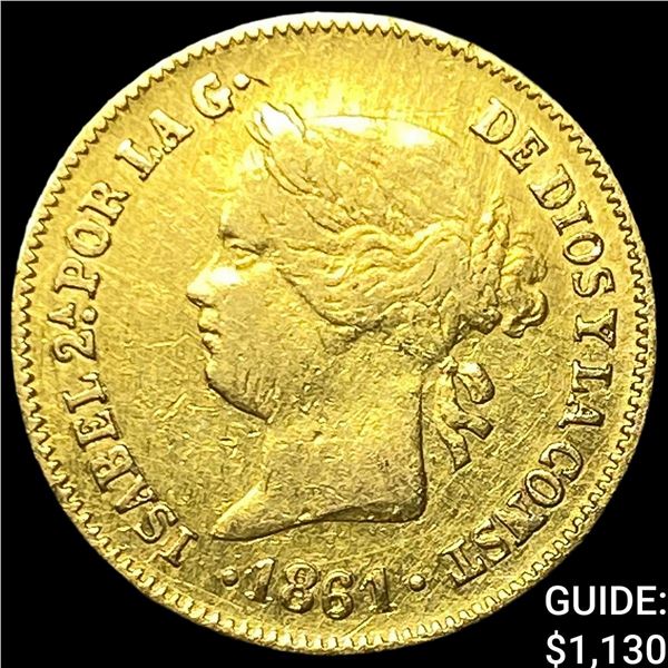 1861 Philippines Gold 1 Peso .0476 AGW