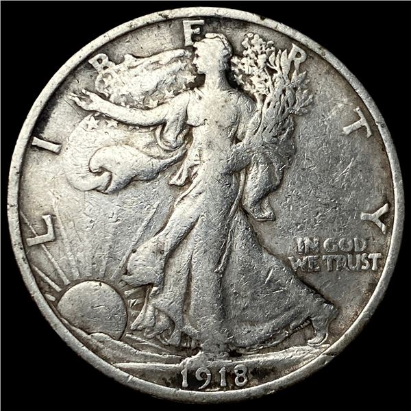 1918-S Silver Walking Liberty Half Dollar  NEARLY UNCIRCULATED