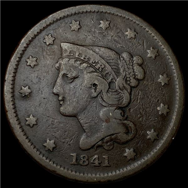 1841 Braided Hair Large Cent LIGHTLY  CIRCULATED
