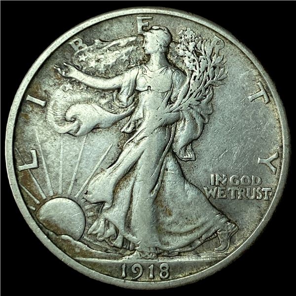 1918-S Silver Walking Liberty Half Dollar  NEARLY UNCIRCULATED