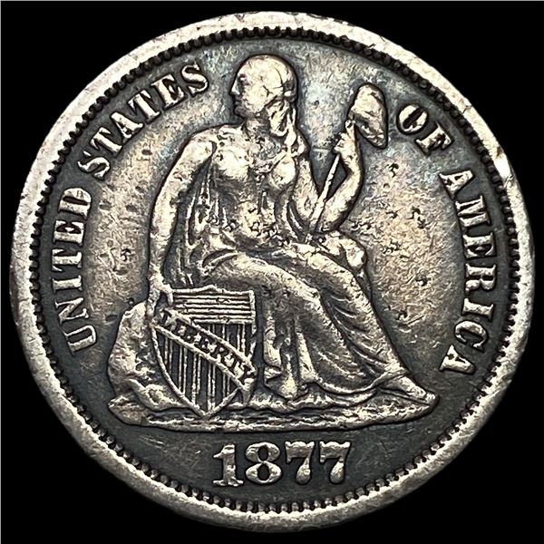 1877-CC Silver Seated Liberty Dime NEARLY  UNCIRCULATED