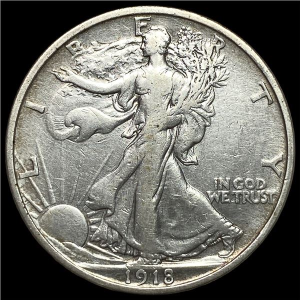 1918-D Silver Walking Liberty Half Dollar  NEARLY UNCIRCULATED