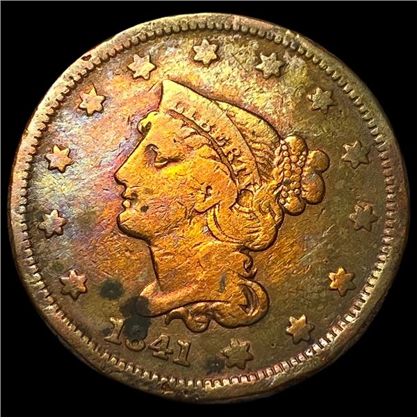 1841 Braided Hair Large Cent LIGHTLY  CIRCULATED