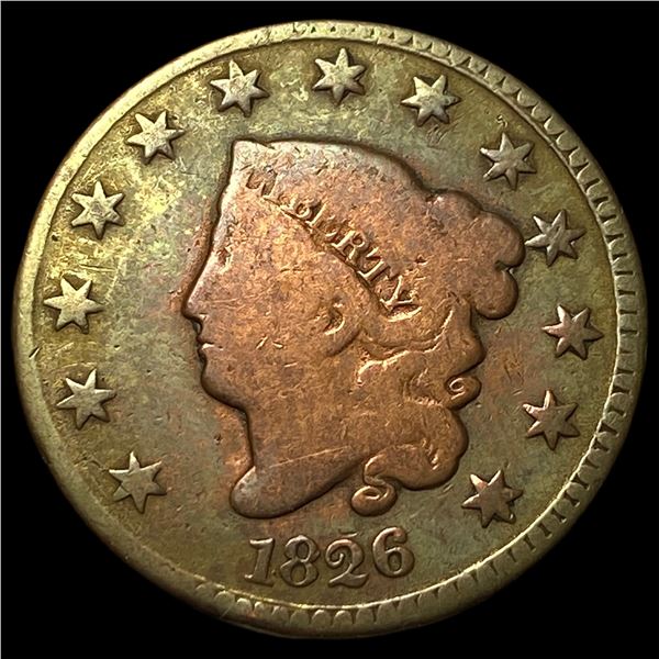 1826 Coronet Head Large Cent LIGHTLY  CIRCULATED