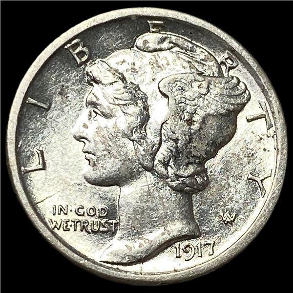 1917-D Silver Mercury Dime CHOICE AU