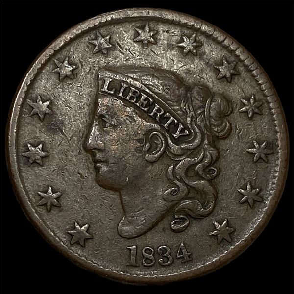 1834 Coronet Head Large Cent NEARLY  UNCIRCULATED