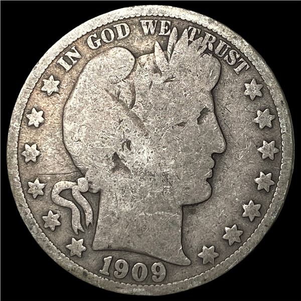 1909 Silver Barber Half Dollar ABOUT  UNCIRCULATED
